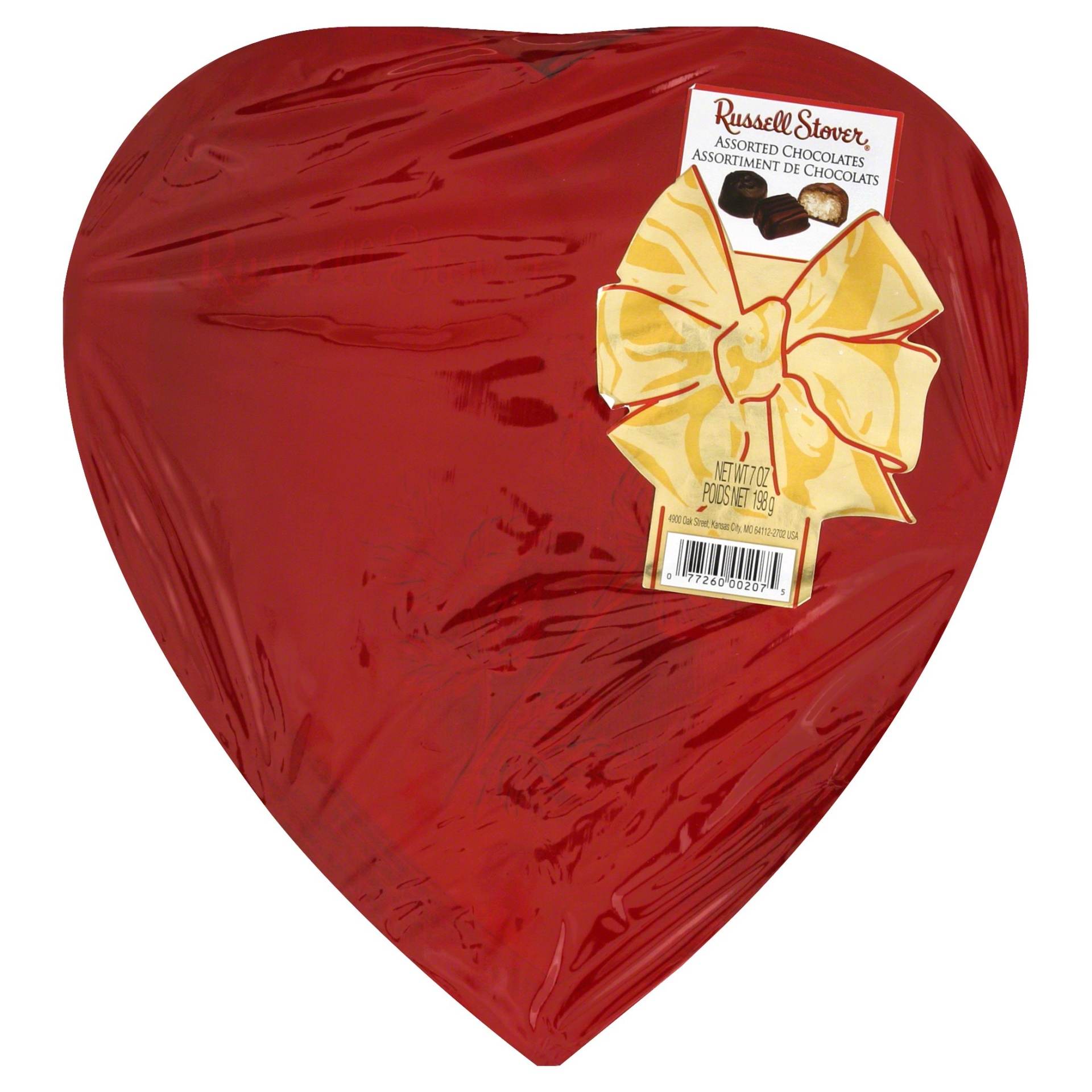 slide 1 of 2, Russell Stover Assorted Chocolates Red Foil Heart, 7 oz