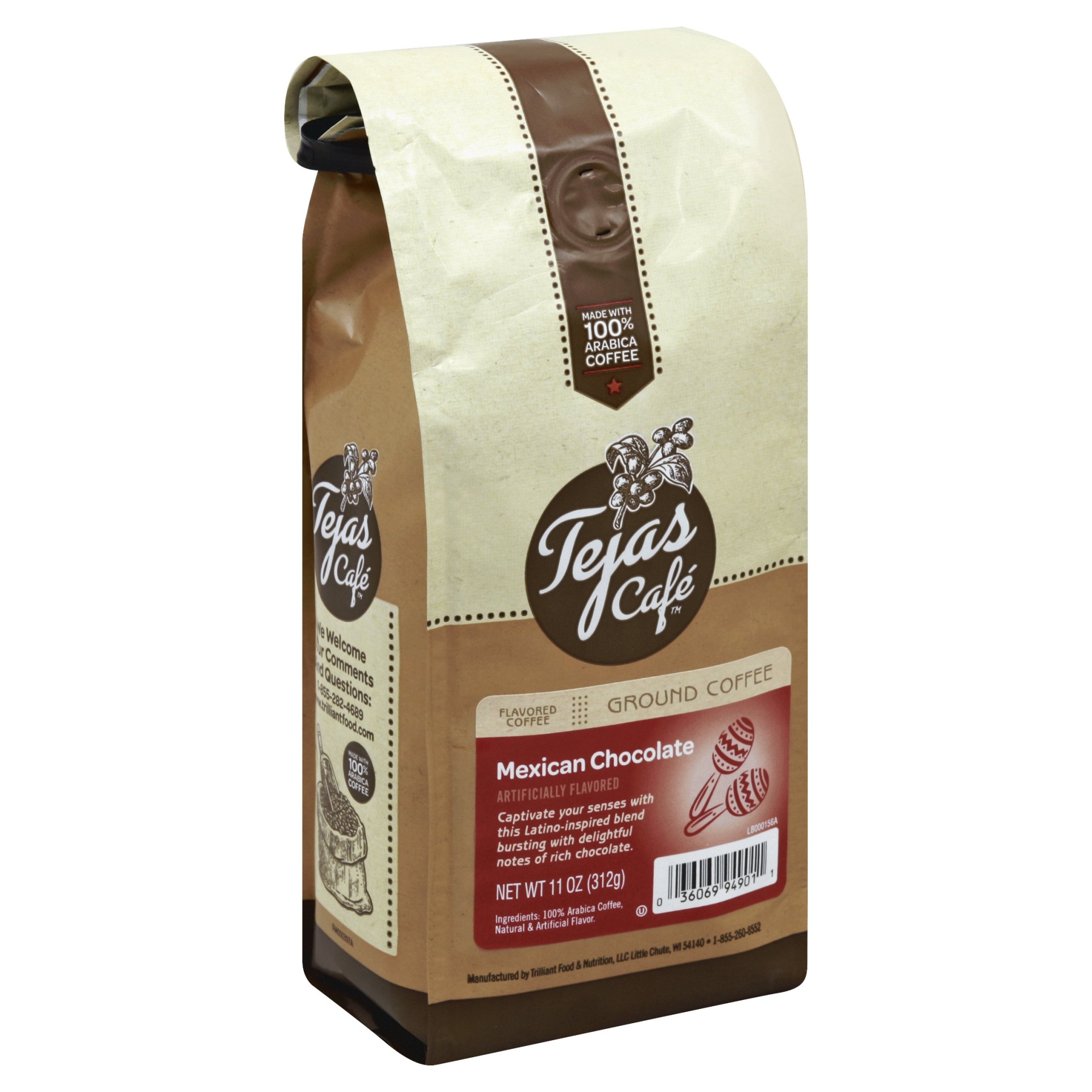slide 1 of 1, Tejas Cafe Mexican Chocolate Ground Coffee, 11 oz