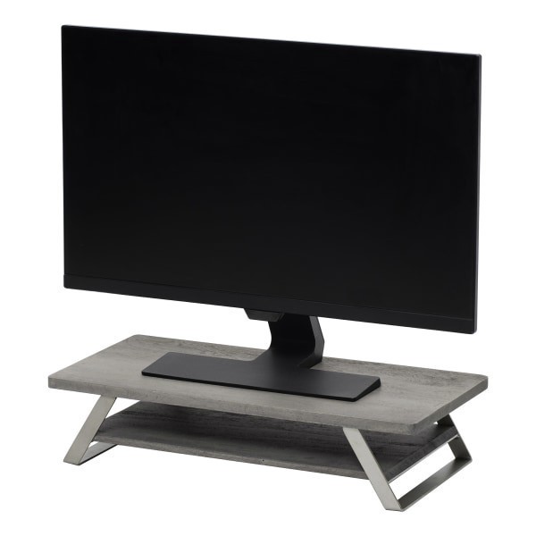 slide 6 of 6, Realspace® Orix Wood/Metal Monitor Stand With Shelf, 5""H x 21-1/2""W x 10""D, Gray/Nickel, 1 ct