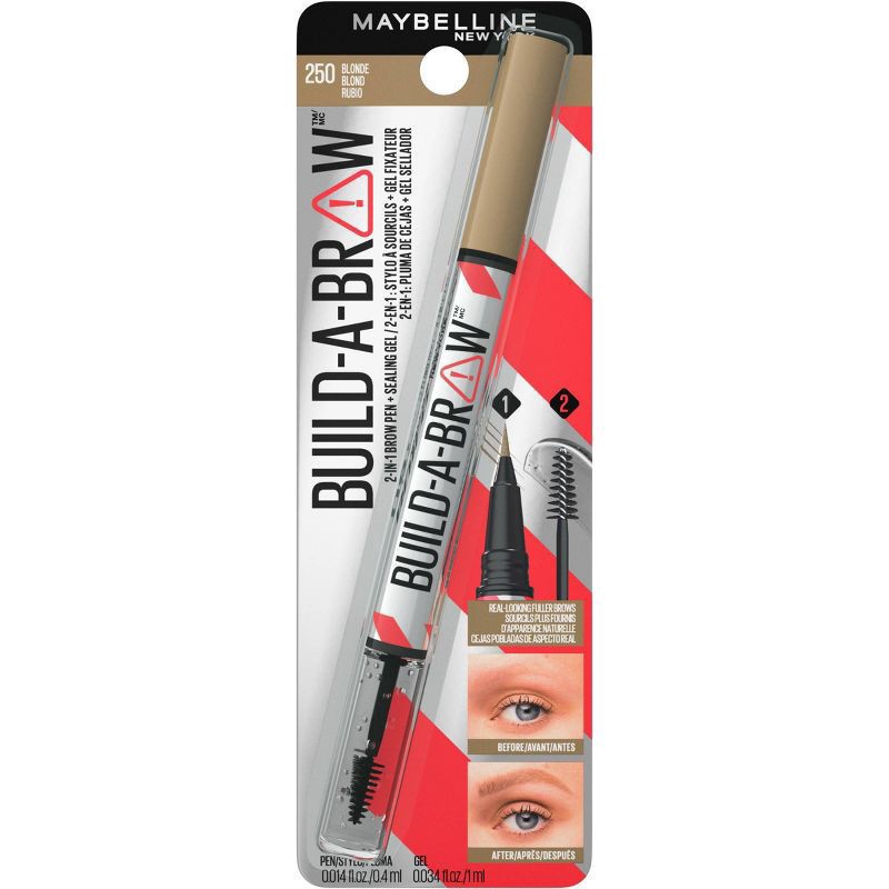 slide 2 of 6, Maybelline Build-a-Brow Blonde 250 2-in-1 Brow Pen + Sealing Gel 1 ea, 1 ct