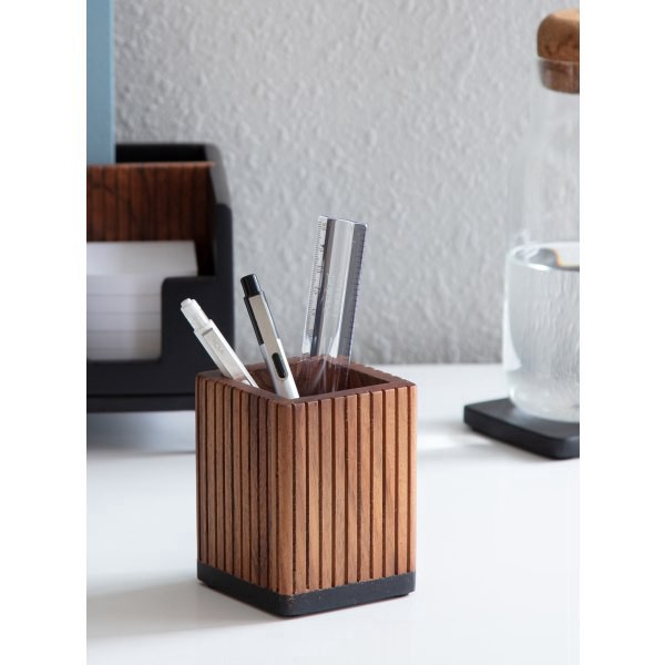 slide 7 of 7, Realspace® Becker Wood Pen Cup, 4""H x 3""W x 3""D, Natural, 1 ct