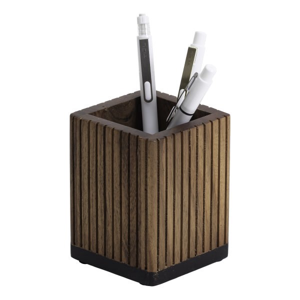slide 5 of 7, Realspace® Becker Wood Pen Cup, 4""H x 3""W x 3""D, Natural, 1 ct