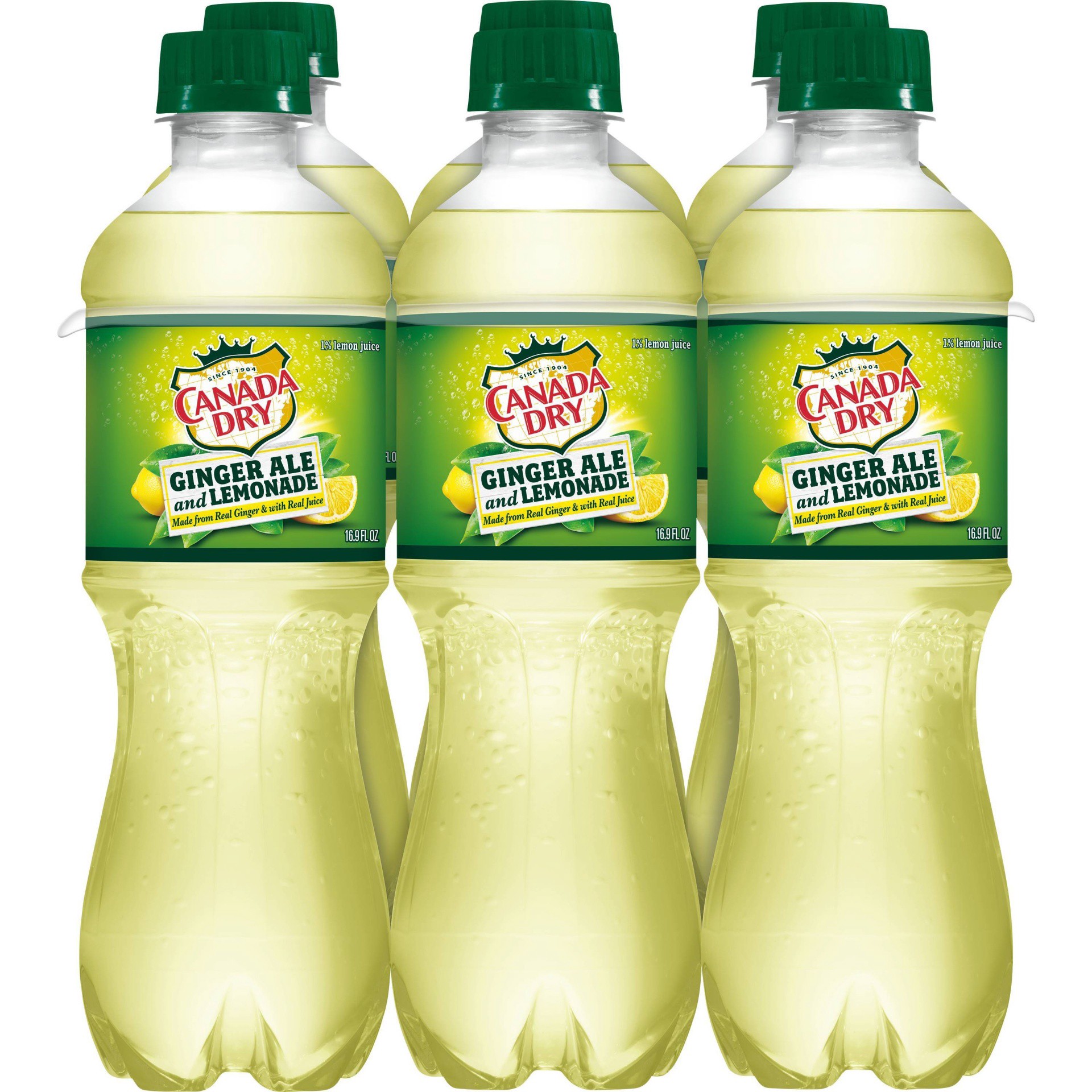 slide 1 of 7, Canada Dry Ginger Ale and Lemonade Soda, .5 L bottles, 6 pack, 6 ct