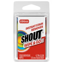 Shout Wipe & Go, Instant Stain Remover, 4 Wipes