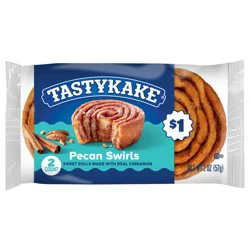 Tastykake Pecan Swirls,Cinnamon and Pecan Filled Pastry Rolls, 2.1 oz, 2 Count