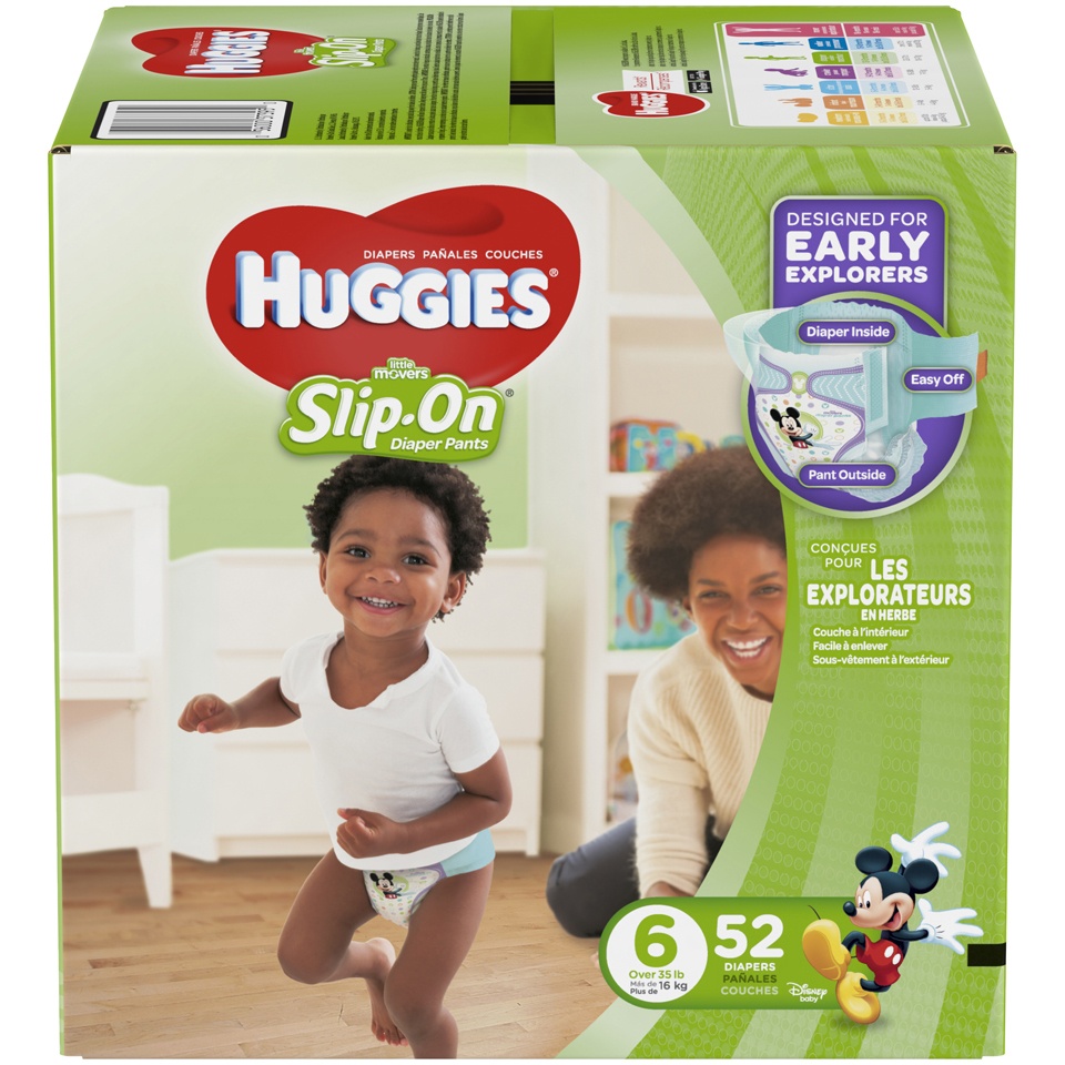 slide 1 of 1, Huggies Little Movers Slip On Pants Diapers Size 6, 52 ct