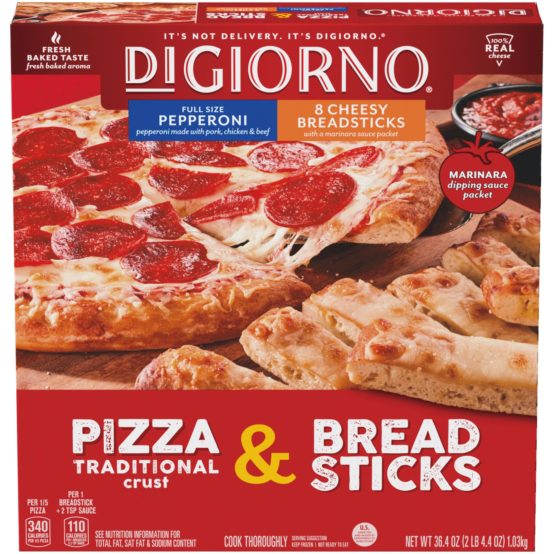 slide 2 of 10, DiGiorno Hand Tossed Style Crust Pizza & Breadsticks, 36.4 oz