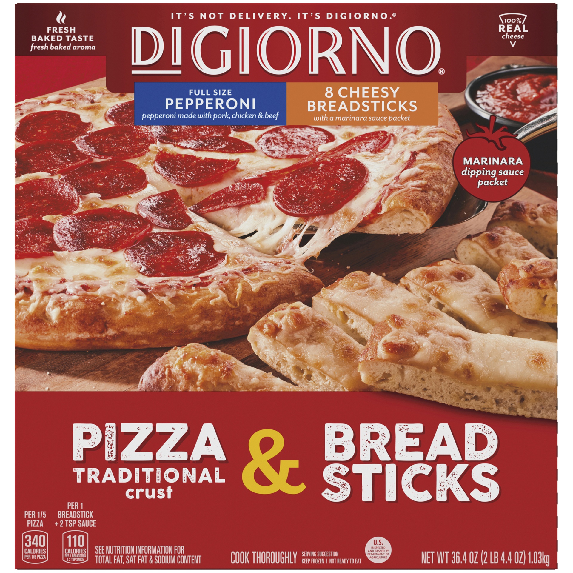 slide 1 of 10, DiGiorno Hand Tossed Style Crust Pizza & Breadsticks, 36.4 oz