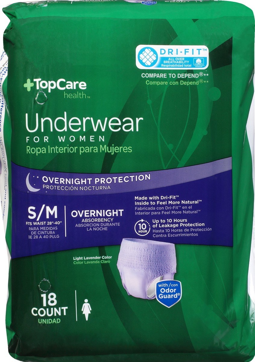 slide 8 of 12, TopCare Health For Women S/M Light Lavender Color Overnight Underwear 18 ea, 18 ct