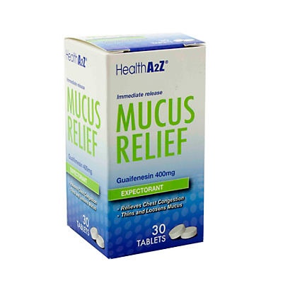 slide 1 of 1, Health A2Z Mucus Relief Expectorant Tablets, 30 ct