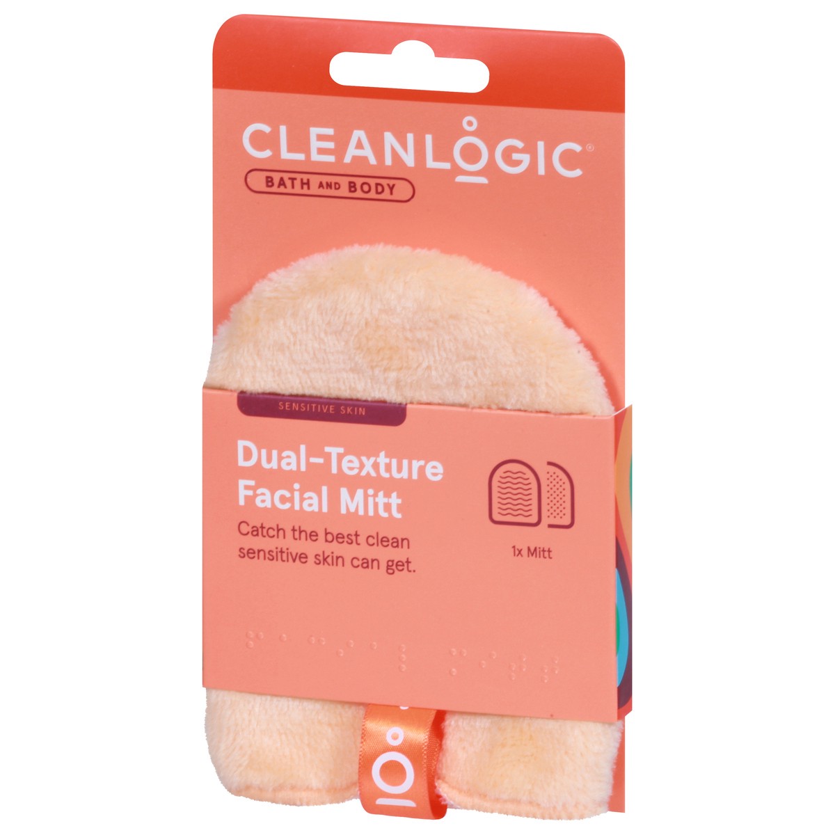 slide 6 of 9, cleanlogic Mitt Facial Dual Texture, 1 ct