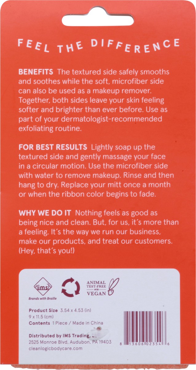 slide 2 of 9, cleanlogic Mitt Facial Dual Texture, 1 ct