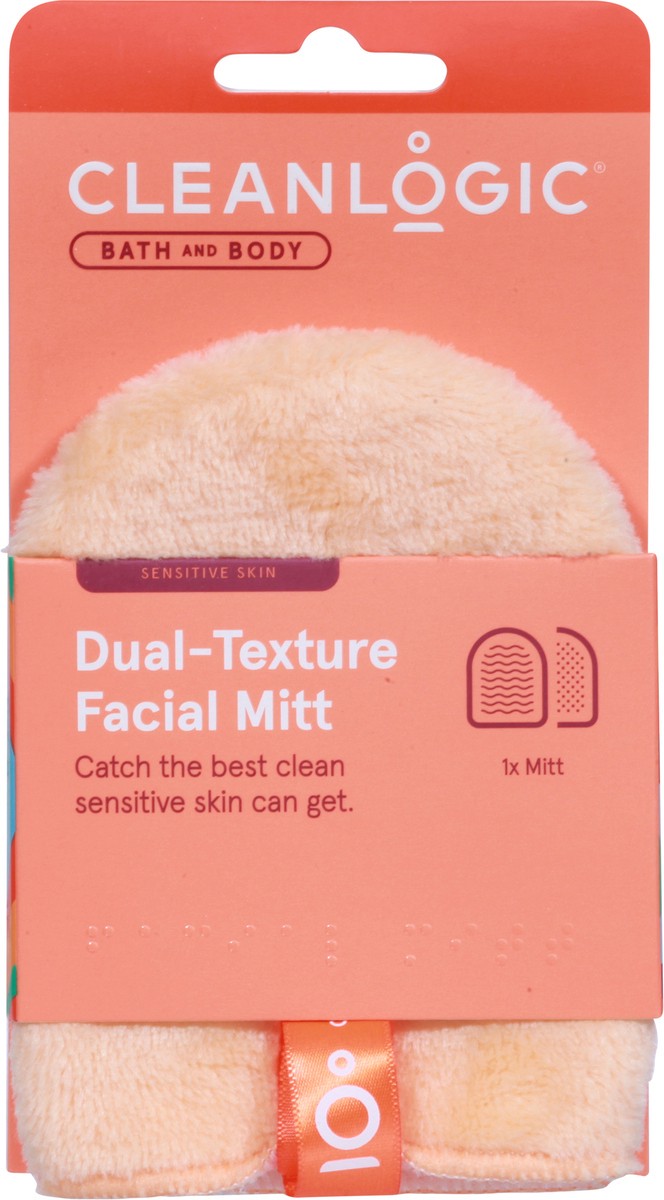 slide 5 of 9, cleanlogic Mitt Facial Dual Texture, 1 ct