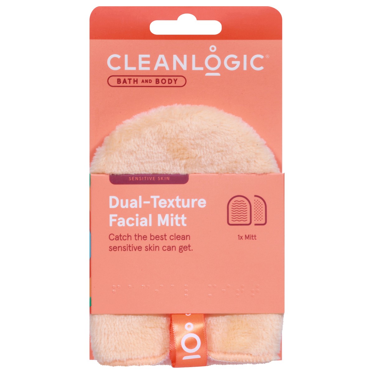 slide 1 of 9, cleanlogic Mitt Facial Dual Texture, 1 ct