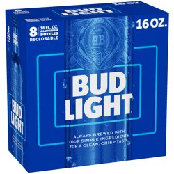 Bud Light Beer, 8 Pack Beer, 16 FL OZ Bottles, 4.2% ABV