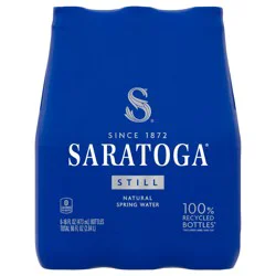 Saratoga Still Spring Water, Recycled PET Bottle, 16 oz, Pack of 6