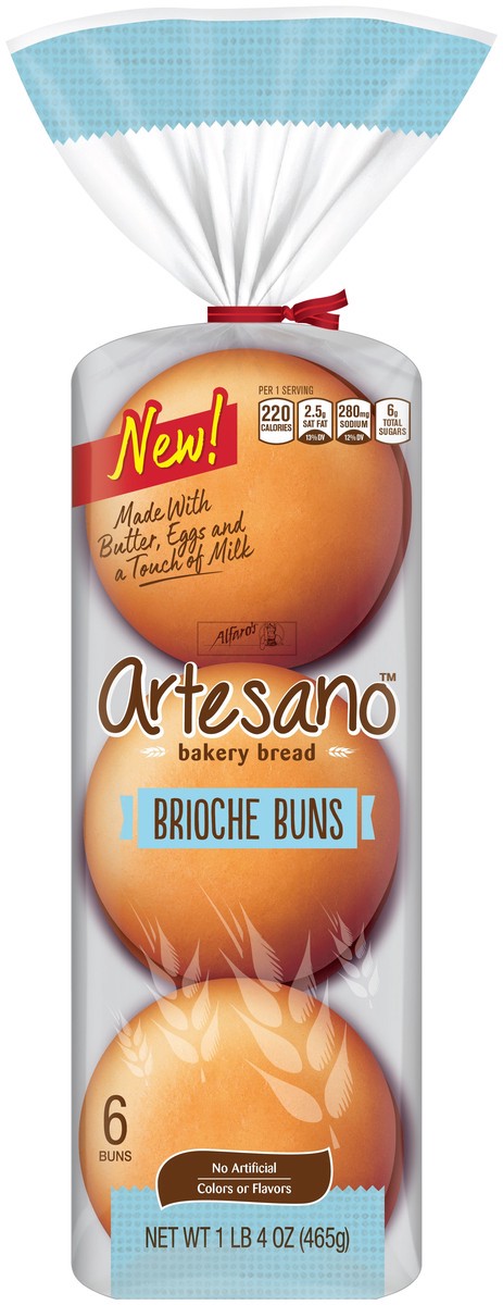 slide 1 of 6, Sara Lee Artesano Bakery Bread Brioche Hamburger Buns, 6 count, 16.4 oz, 6 ct