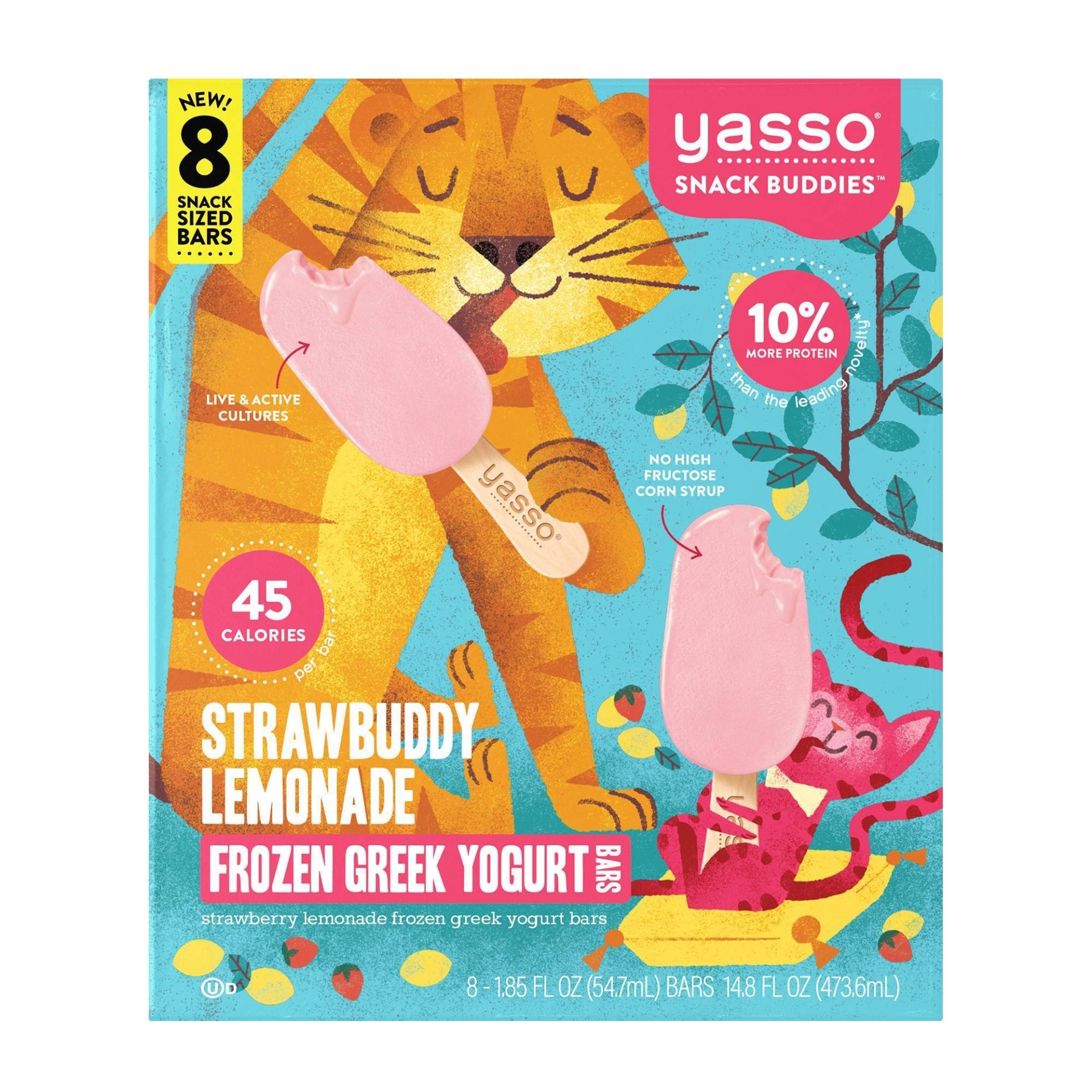 slide 1 of 1, Yasso Strawbuddy Lemonade Frozen Greek Yogurt Bars /, 14.8 oz, 8 ct