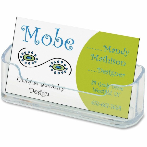 slide 6 of 6, Deflect-O Single-Compartment Business Card Holder, 50-Card Capacity, Clear, 1 ct