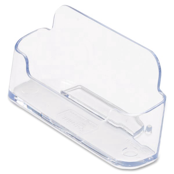 slide 2 of 6, Deflect-O Single-Compartment Business Card Holder, 50-Card Capacity, Clear, 1 ct