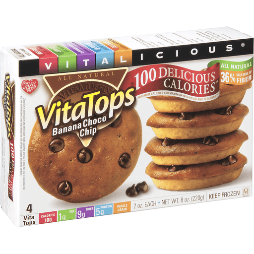 slide 3 of 8, VitaTops Vitamuffin Banana Chocolate Chip Vitatops, 8 oz