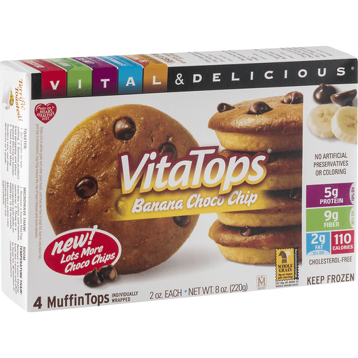 slide 5 of 8, VitaTops Vitamuffin Banana Chocolate Chip Vitatops, 8 oz