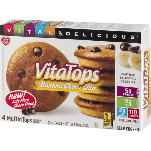 slide 7 of 8, VitaTops Vitamuffin Banana Chocolate Chip Vitatops, 8 oz