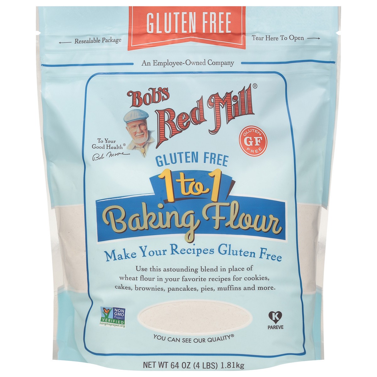 slide 1 of 9, Bob's Red Mill Gluten Free 1 to 1 Baking Flour 64 oz, 64 oz