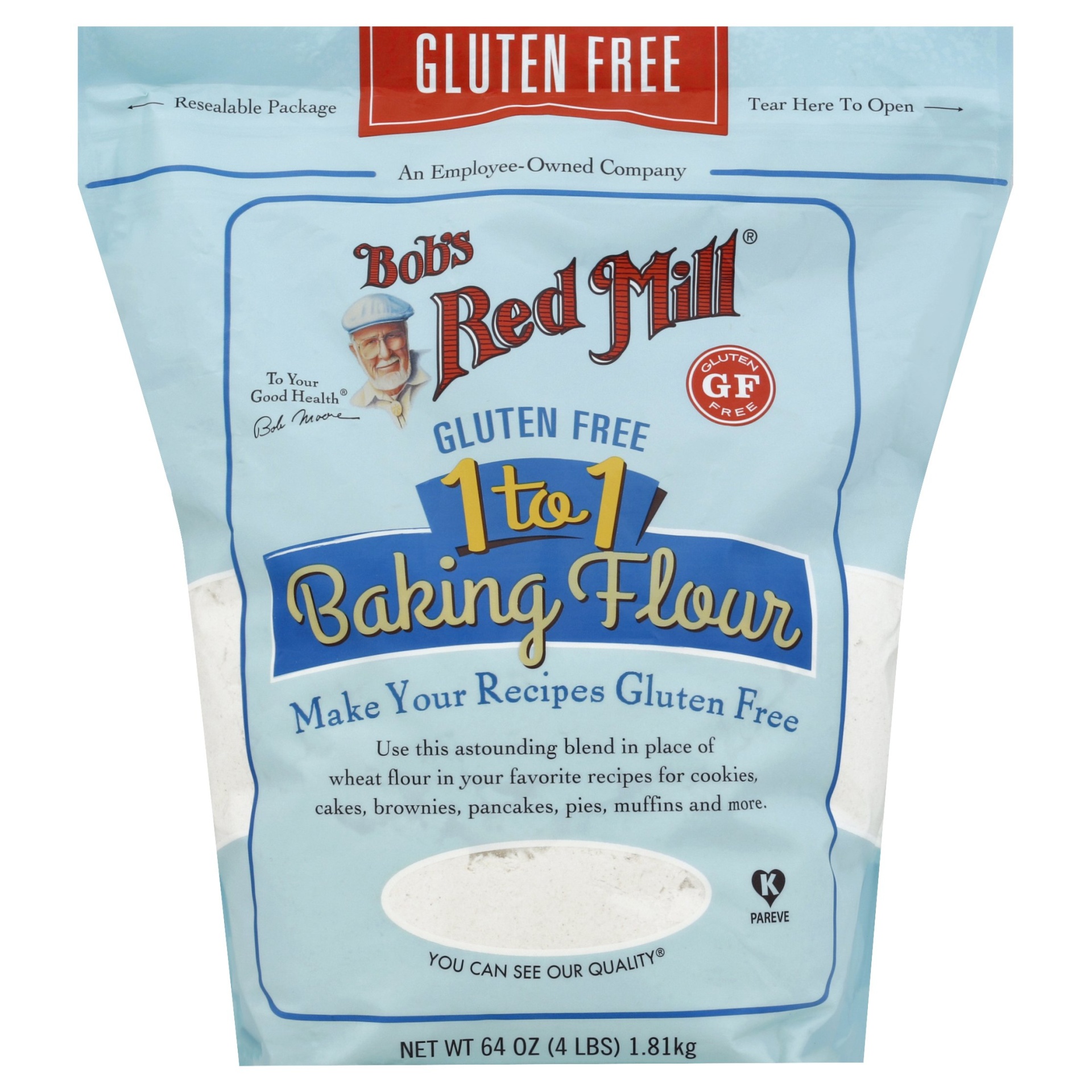 slide 1 of 2, Bob's Red Mill Gluten Free 1 To 1 Baking Flour, 64 oz