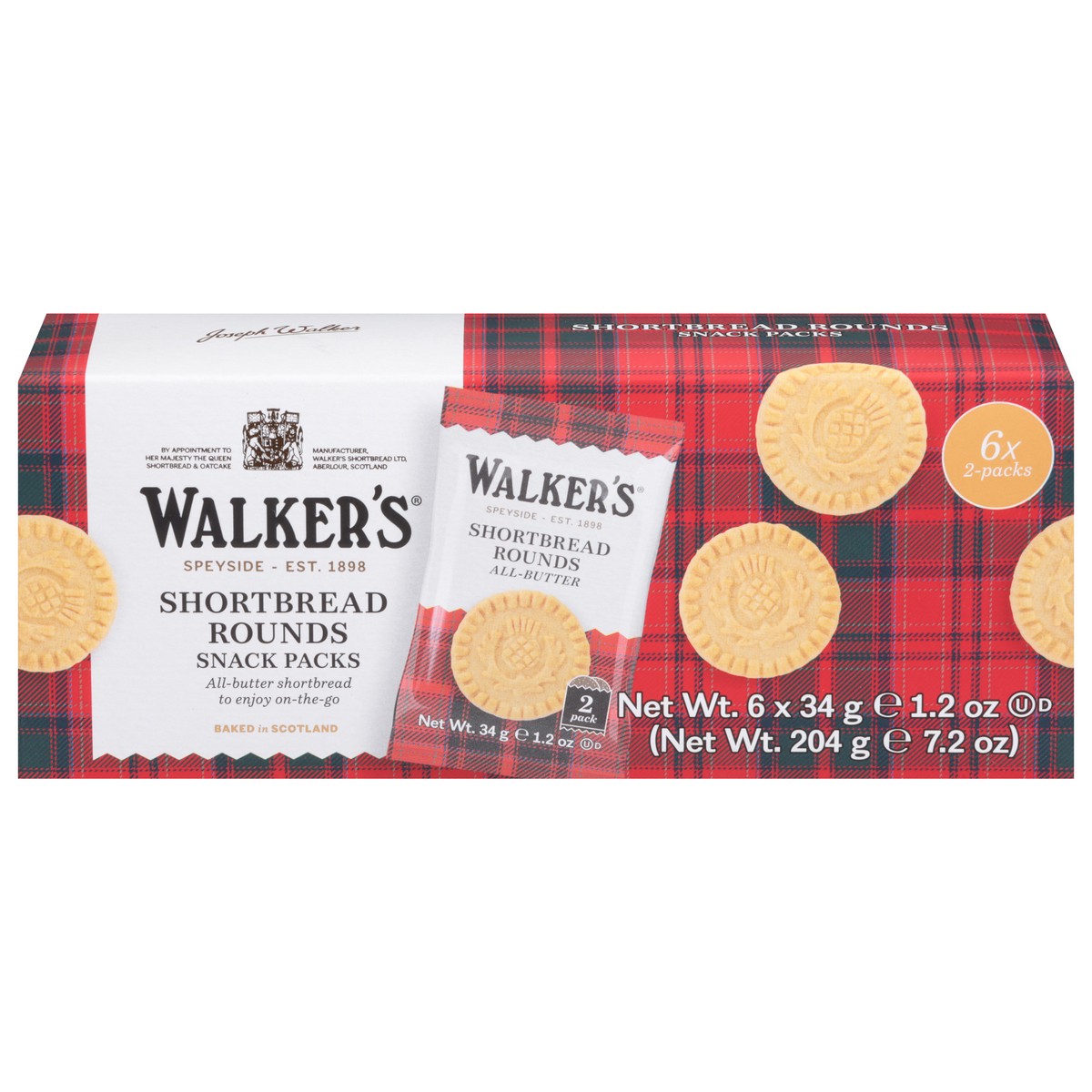 slide 1 of 11, Walker's All-Butter Shortbread Rounds Snack Packs 6 - 1.2 oz Packs, 7.2 oz