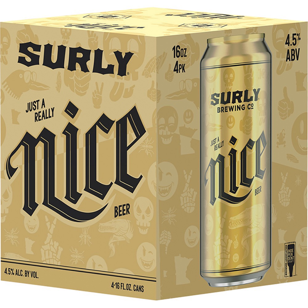 slide 1 of 1, Surly Brewing Co. Nice Beer, 4 ct; 16 oz