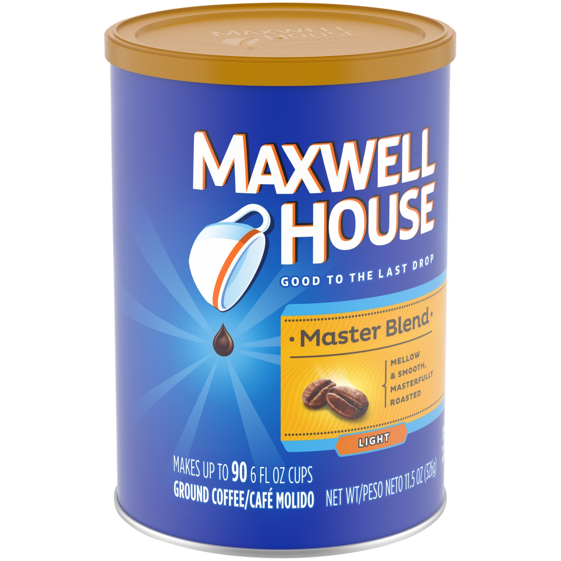 slide 5 of 8, Maxwell House Light Roast Master Blend Ground Coffee ister, 11.5 oz