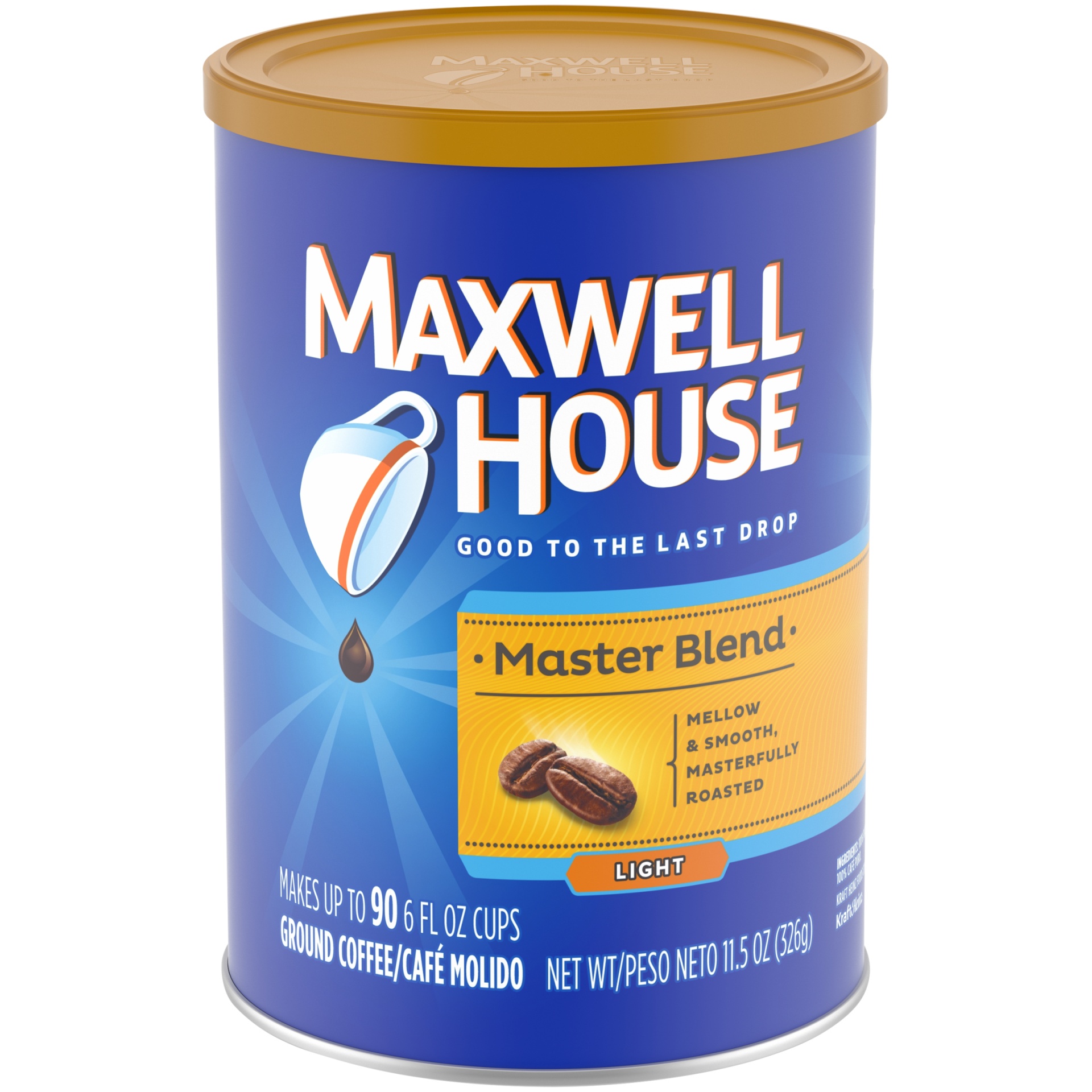 slide 1 of 8, Maxwell House Light Roast Master Blend Ground Coffee ister, 11.5 oz