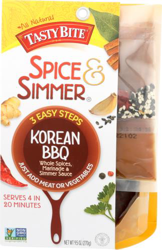 slide 1 of 1, Tasty Bite Spice & Simmer Korean BBQ, 9.5 oz
