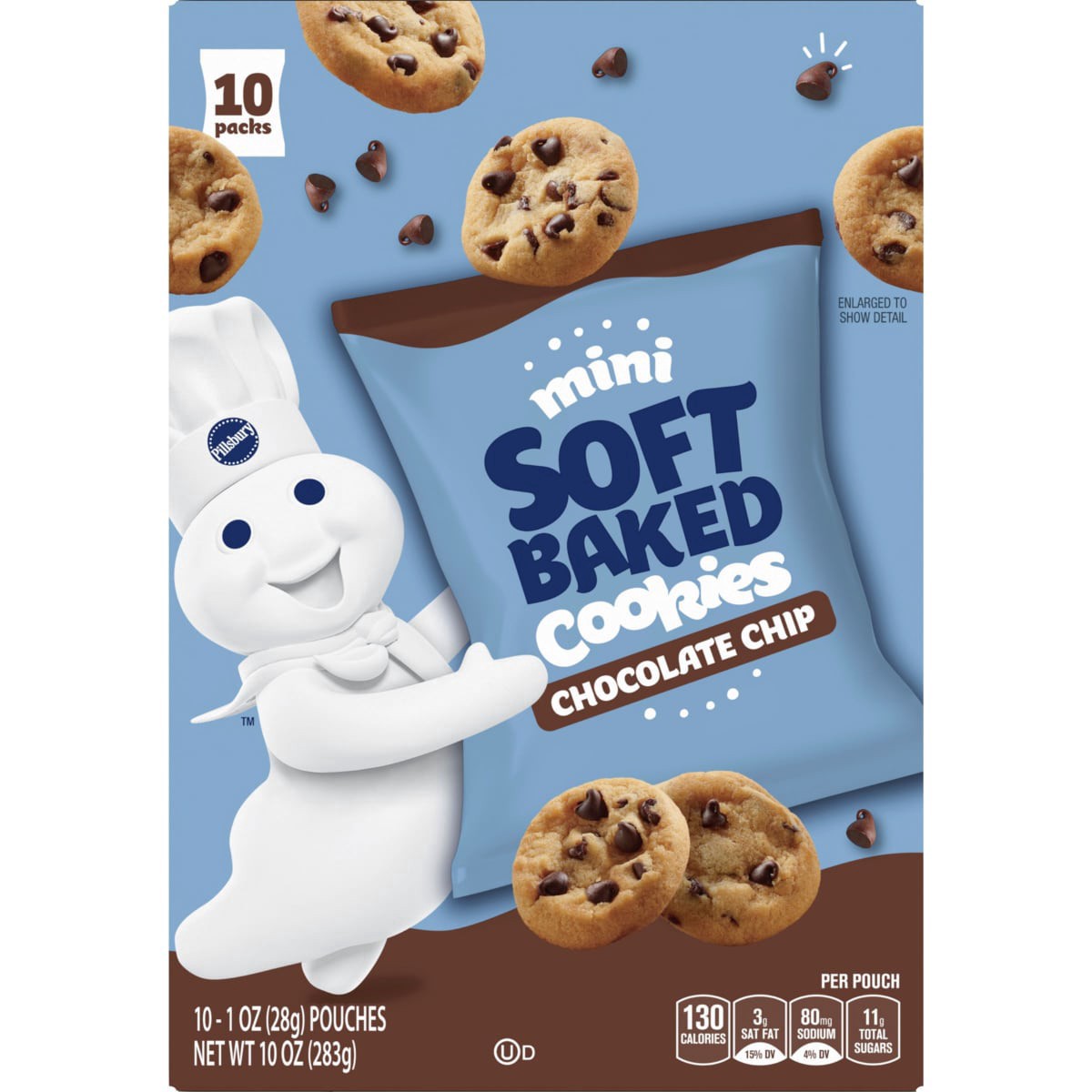 slide 1 of 5, Pillsbury Mini Soft Baked Cookies, Chocolate Chip, Snack Bags, 10 Ct, 10 oz, 10 ct