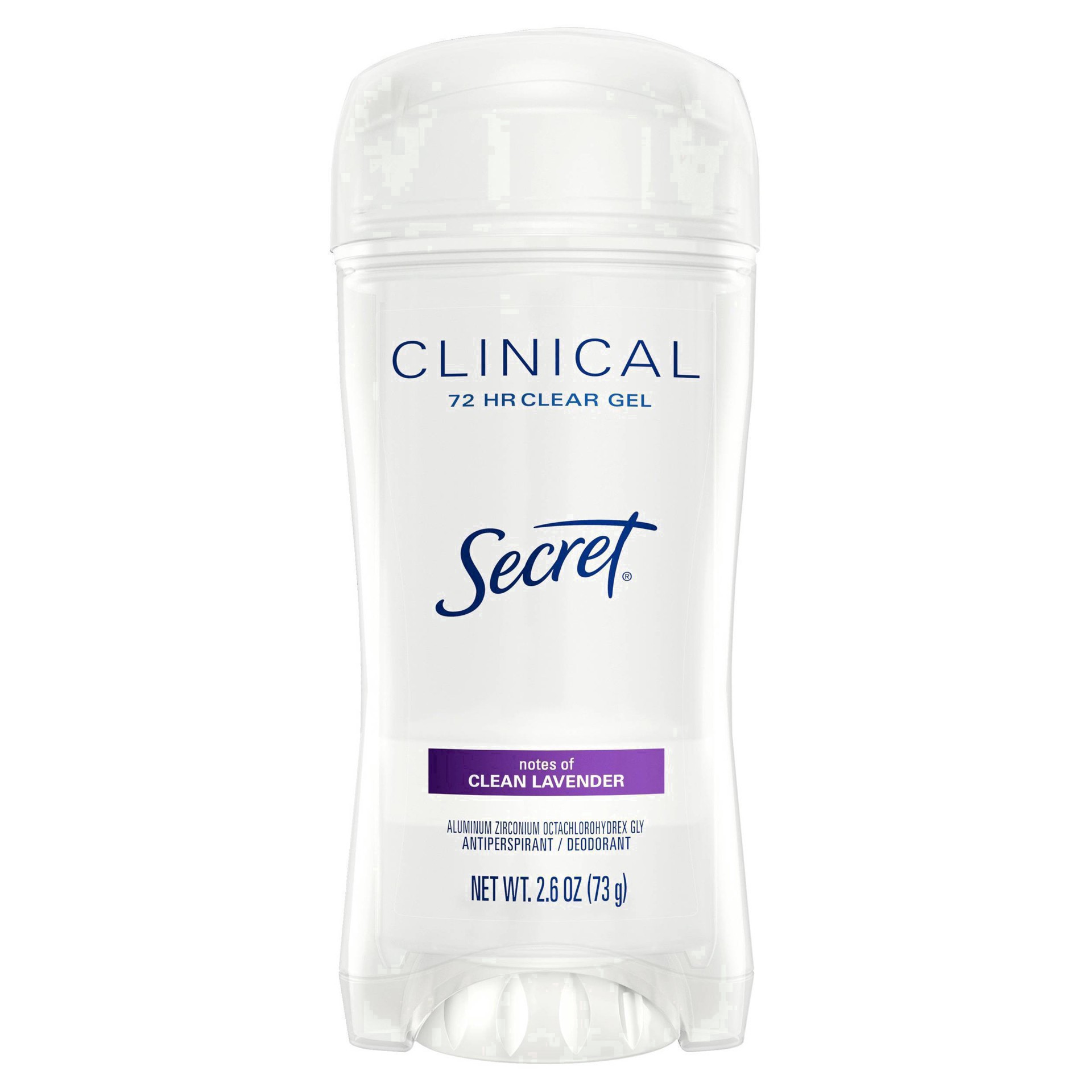 slide 10 of 53, Secret Clinical Strength Clear Gel Antiperspirant and Deodorant for Women, Clean Lavender, 2.6 oz, 2.6 oz