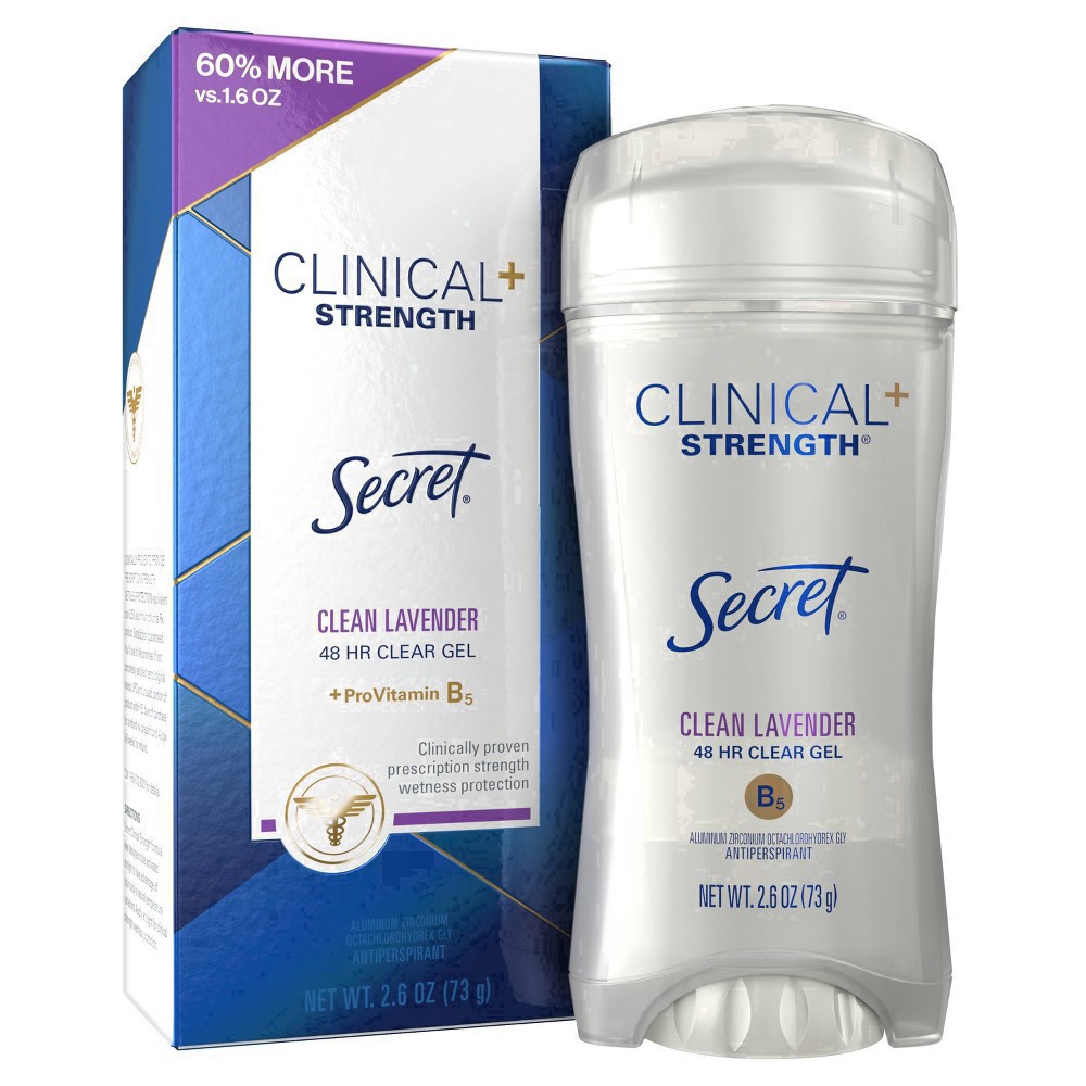 slide 45 of 53, Secret Clinical Strength Clear Gel Antiperspirant and Deodorant for Women, Clean Lavender, 2.6 oz, 2.6 oz