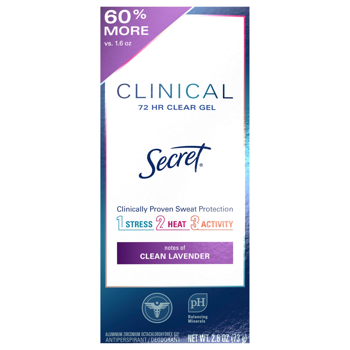 slide 1 of 53, Secret Clinical Strength Clear Gel Antiperspirant and Deodorant for Women, Clean Lavender, 2.6 oz, 2.6 oz