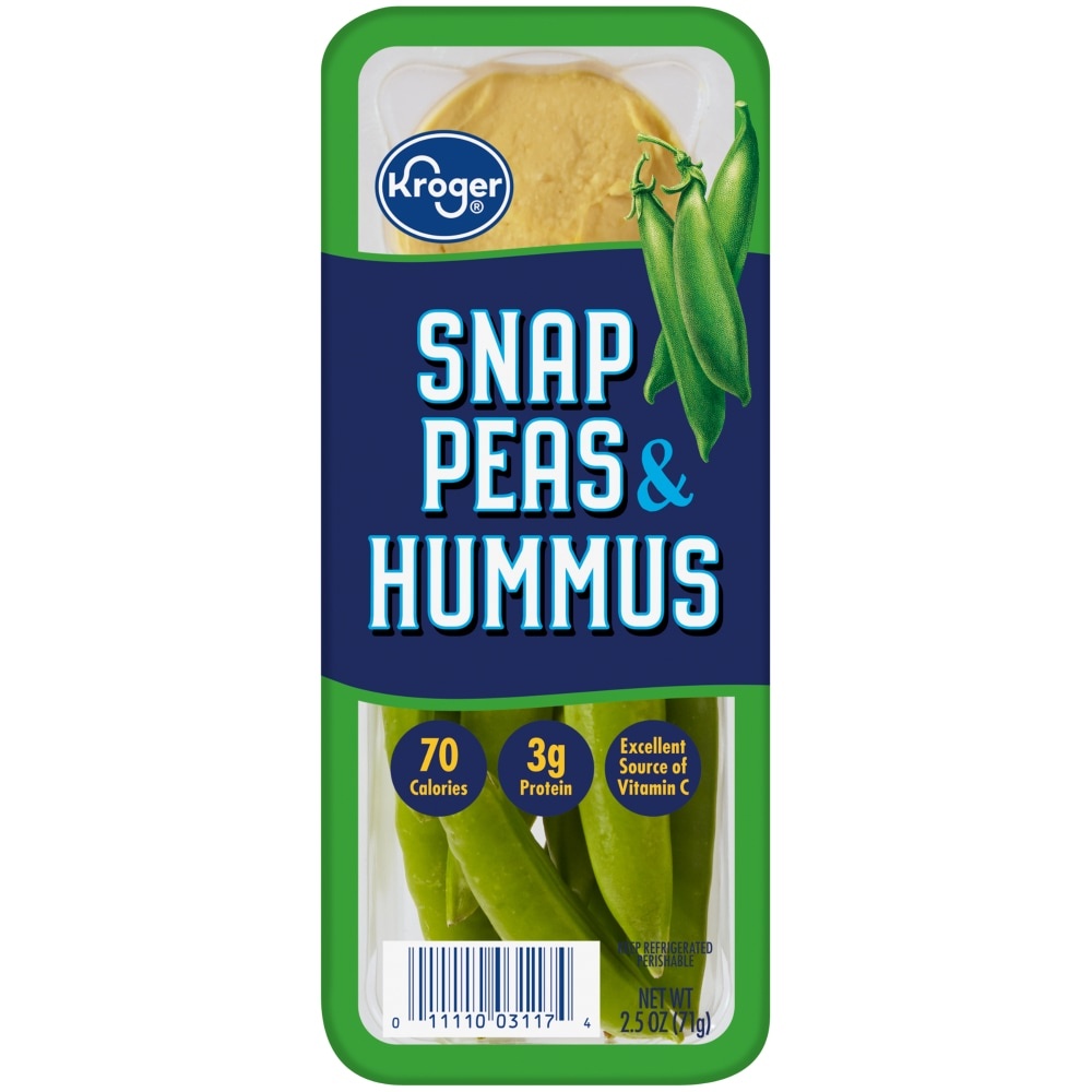 slide 1 of 1, Kroger Snap Peas & Hummus Snack Tray, 2.5 oz