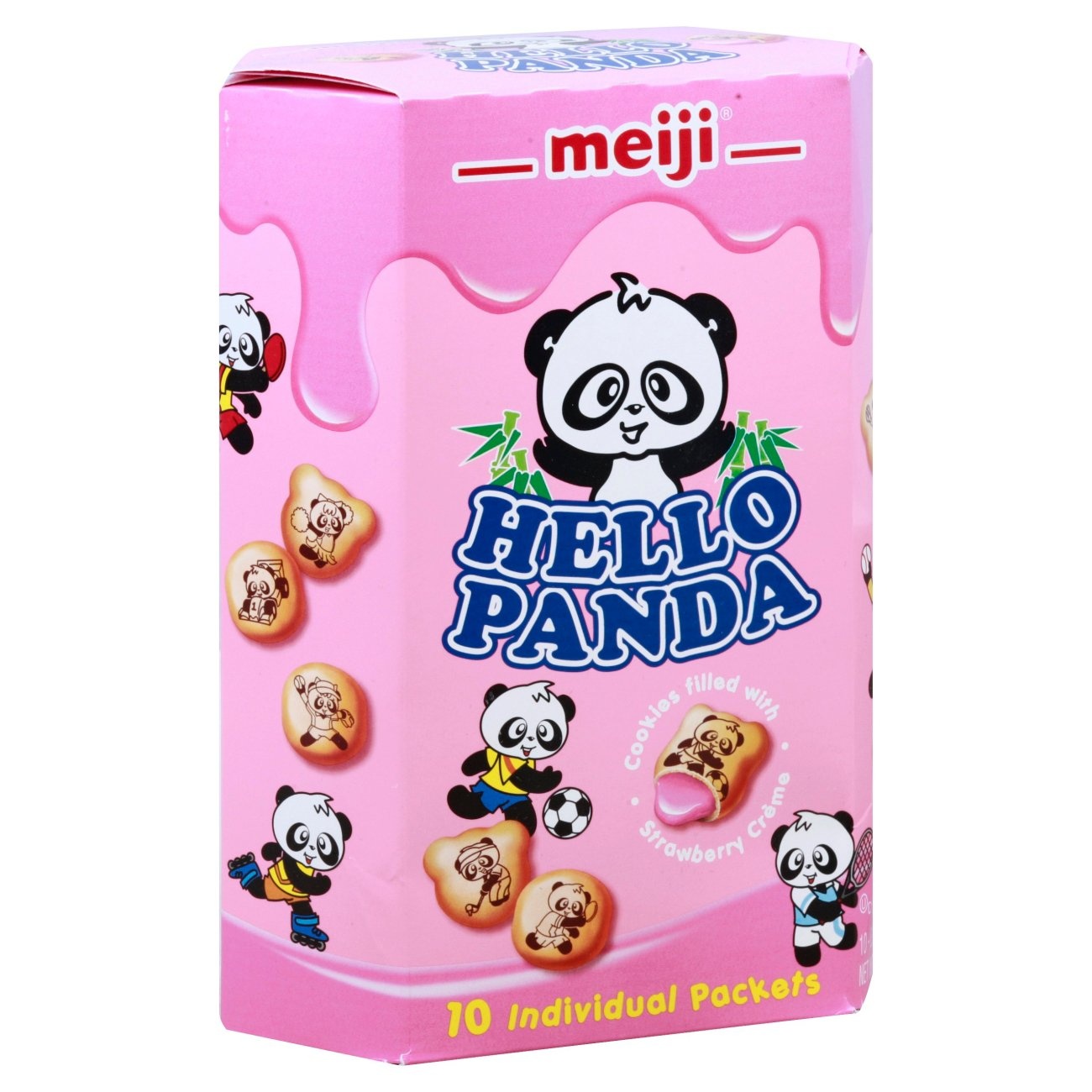 slide 1 of 1, Meiji Hello Panda Biscuits with Strawberry Cream, 10 ct