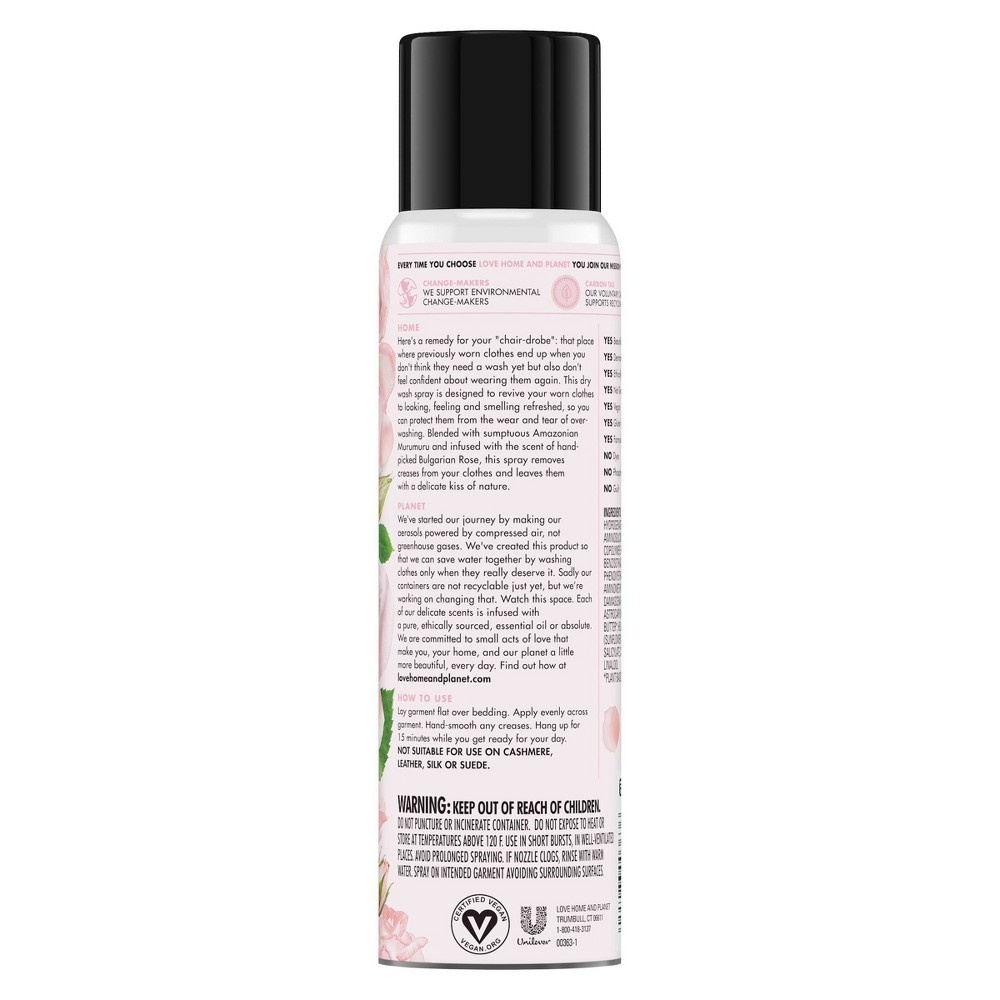 slide 3 of 5, Love Home and Planet Re-Wear Rose Dry Wash Spray, 6.76 oz