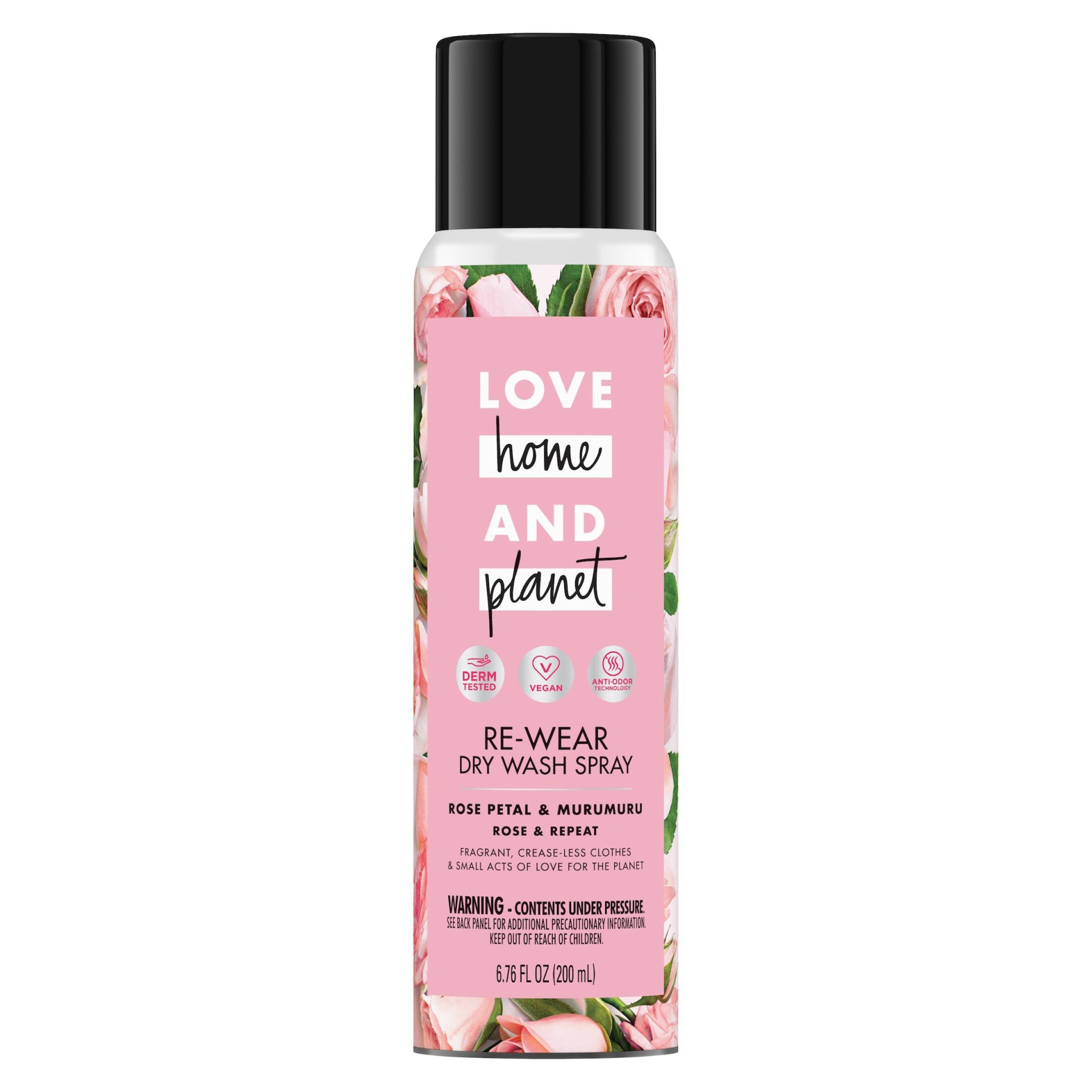 slide 1 of 5, Love Home and Planet Re-Wear Rose Dry Wash Spray, 6.76 oz