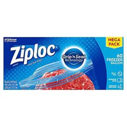 Ziploc Freezer Gallon Seal Top Bags Mega Pack 60 ea