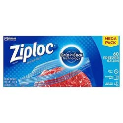 Ziploc Freezer Gallon Seal Top Bags Mega Pack 60 ea