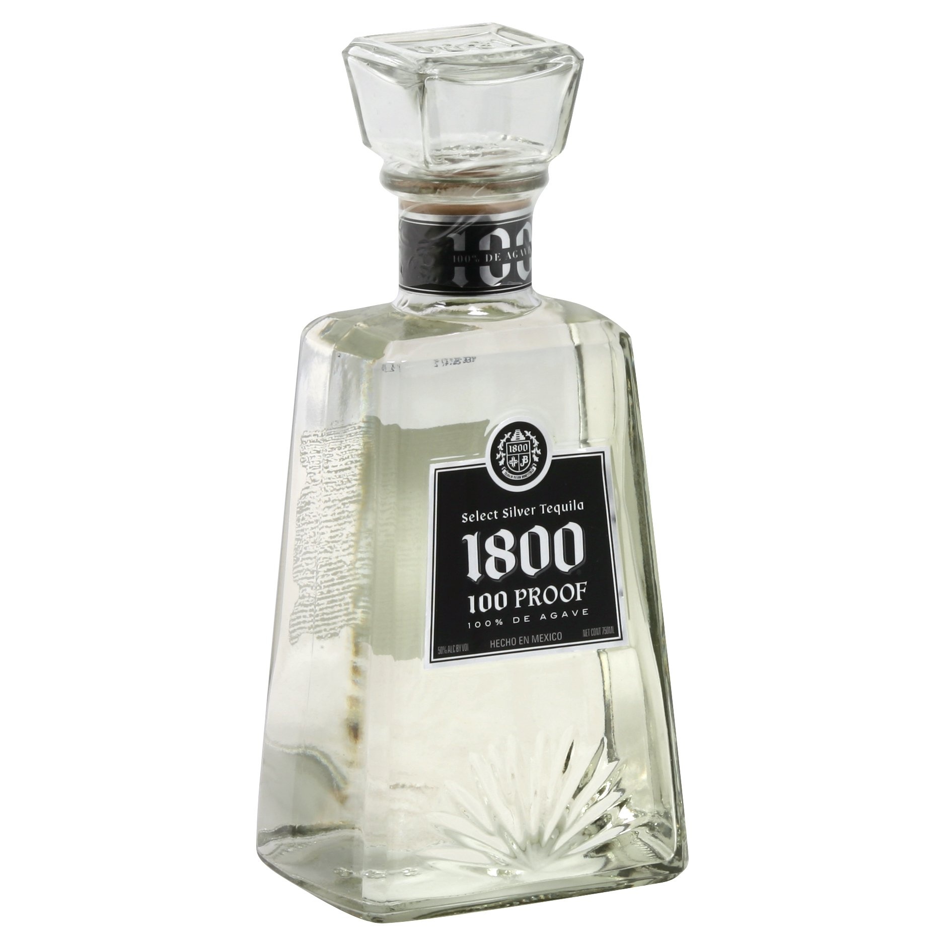 slide 1 of 1, 1800 Black Label Silver Tequila 100, 750 ml