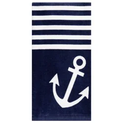 Meijer Corporate Seasonal Mcs Summer Anchor & Stripes Fiber Reactive Kitchen Towel, 16 In X 25 In