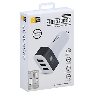 slide 1 of 1, Case Logic 4.1 Amp Car Charger White, 1 ct