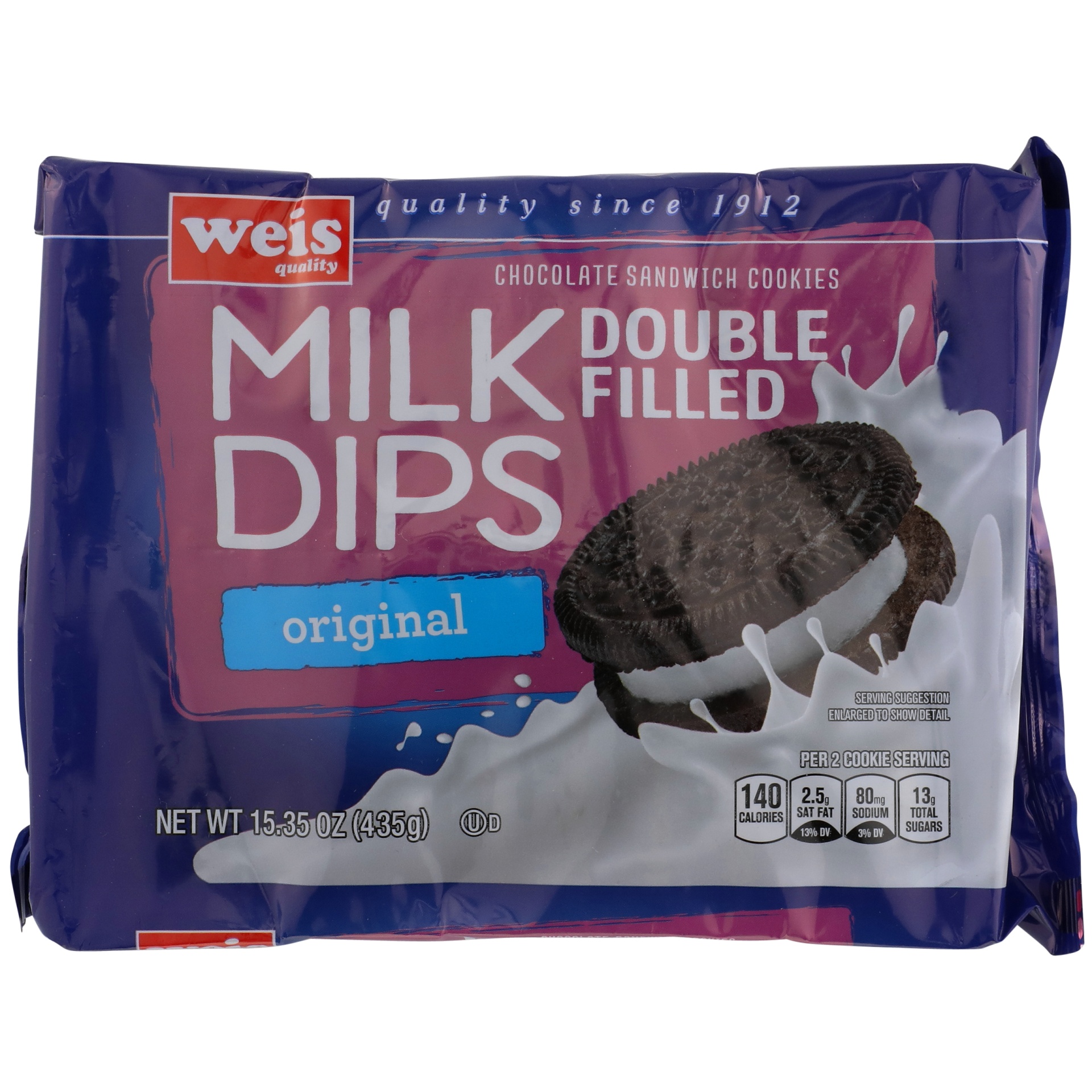 slide 1 of 6, Weis Quality Milk Dips Double Filled Cookie, 15.35 oz