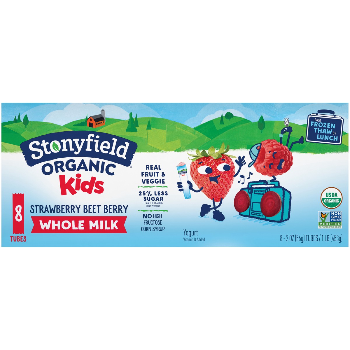 slide 1 of 10, Stonyfield Organic Kids Strawberry Beet Berry Whole Milk Yogurt 8-2 oz. Tubes, 1 lb