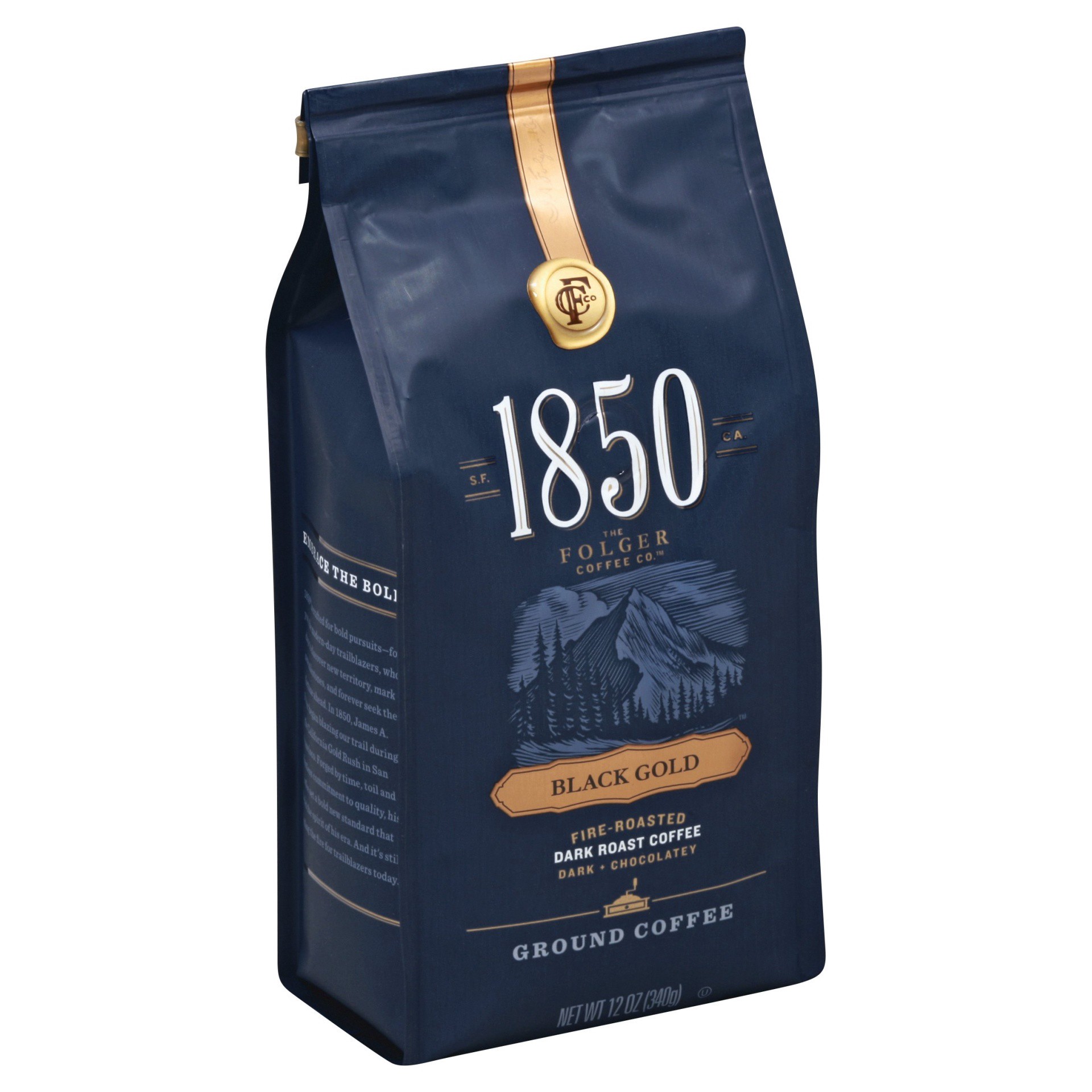 slide 1 of 3, 1850 Black Gold Ground Coffee, 12 oz